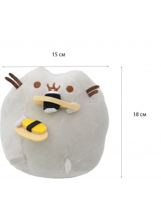 Набір М'яка іграшка Pusheen cat із суші Gray і Дитячий силіконовий браслет від комарів (vol-1088)