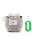 Набір М'яка іграшка Pusheen cat з листом Gray і Дитячий силіконовий браслет від комарів (vol-1089)