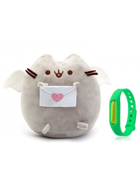 Набір М'яка іграшка Pusheen cat з листом Gray і Дитячий силіконовий браслет від комарів (vol-1089)
