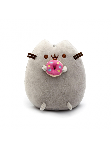 М'яка іграшка VOLRO кіт із пончиком Пушин кет Сірий + Силіконова насадка для корекції письма Зелена