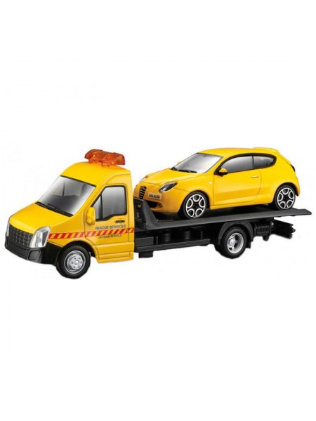 Ігровий набір Bburago Автоперевізник з машинкою Alfa Romeo Mito Yellow OL32844