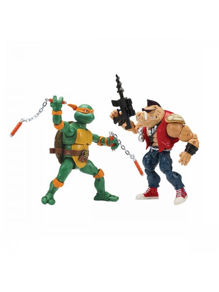 Ігрові фігурки в наборі TMNT Мікеланджело проти Бібопа 15 см KD98694