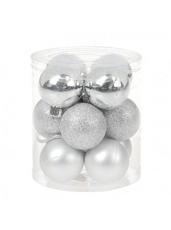 Набір пластикових новорічних куль Flora 12 шт. D-4 см (12034)