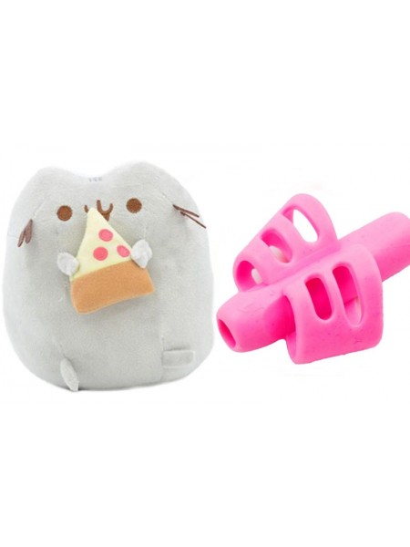 Насадка для корекції письма рожевий і м'яка іграшка кіт з піцою Пушин кет 18х15 см (vol-1756)