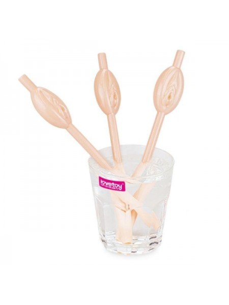 Коктейльні трубочки у формі статевих губ Lovetoy Original Pussy Straws 9 шт.