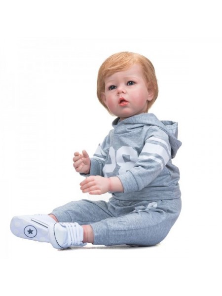 Силіконова колекційна лялька реборн велика Reborn Doll Хлопчик Мірон Висота 75 см (439)