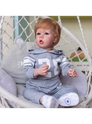 Силіконова колекційна лялька реборн велика Reborn Doll Хлопчик Мірон Висота 75 см (439)