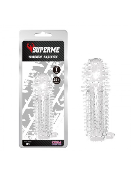 Насадка на пеніс із шипами прозора Chisa Nubby Sleeve Clear