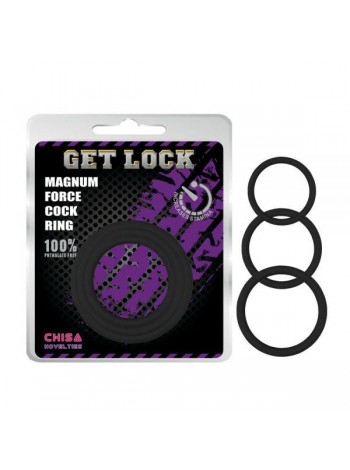 Ерекційні кільця різного розміру чорні Chisa Magnum Force Cock Ring