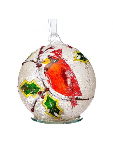 Куля новорічна Elisey Куля з пташкою 10 см Разноцветный (096NB)
