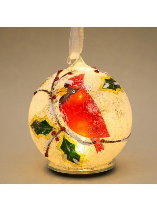 Куля новорічна Elisey Куля з пташкою 10 см Разноцветный (096NB)