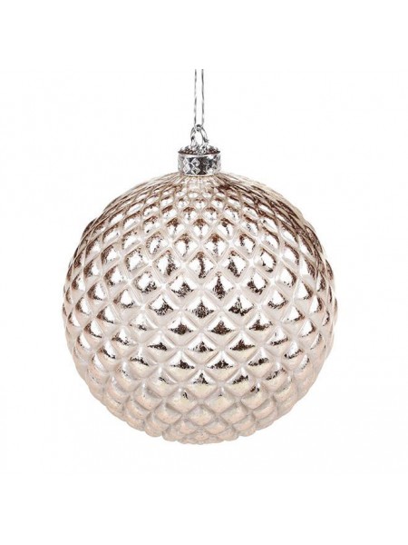 Куля новорічна пластикова Flora D-10 см Шампань (11290)