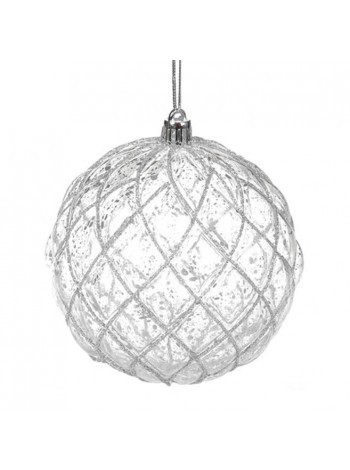 Куля новорічна пластикова Flora D-10 см Срібляста (11451)
