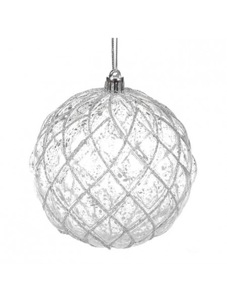 Куля новорічна пластикова Flora D-10 см Срібляста (11451)