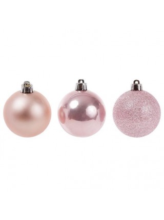 Набір пластикових новорічних куль Flora 6 шт D-6 см Рожевий (11662)