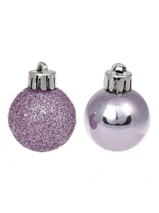 Набір пластикових новорічних куль Flora 20 шт D-3 см Бузковий (12043)