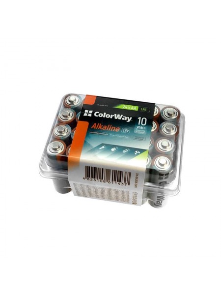 Батарейка ColorWay Alkaline Power AA/LR06 Plactic Box 24шт