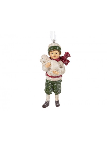 Ялинкова фігурка Christmas Boy зі цуценям Lefard AL186503