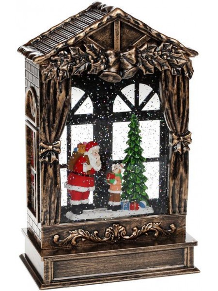 Новорічний декоративний ліхтар Щедрий Santa 25.5 см з LED-підсвіткою, підвісною BonaDi DP43202