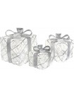 Декоративна композиція — 3 коробки 15х20 см, 20х25 см, 25х30 см з LED-підсвіткою, білий зі сріблом BonaDi