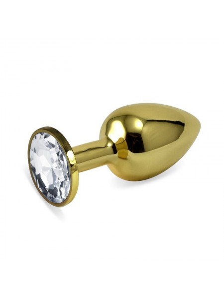 Золота анальна пробка з прозорим каменем Rosebud Anal Plug Small Bdsm4u