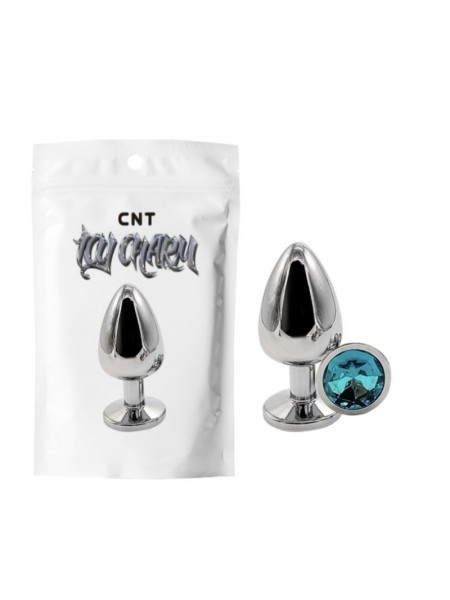 Анальна пробка з блакитним кристалом Sparkle Gem Metal Plug Cnt