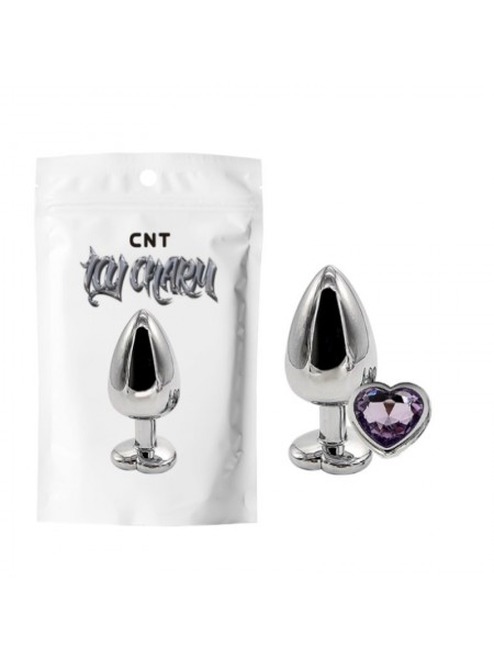 Анальна пробка з фіолетовим кристалом Heart Gem Metal Plug Cnt