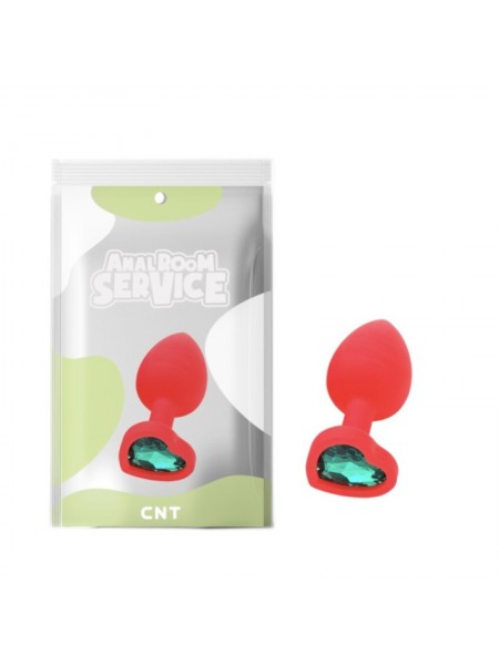 Силіконова анальна пробка із зеленим кристалом Love Red Diamond Plug Small Cnt