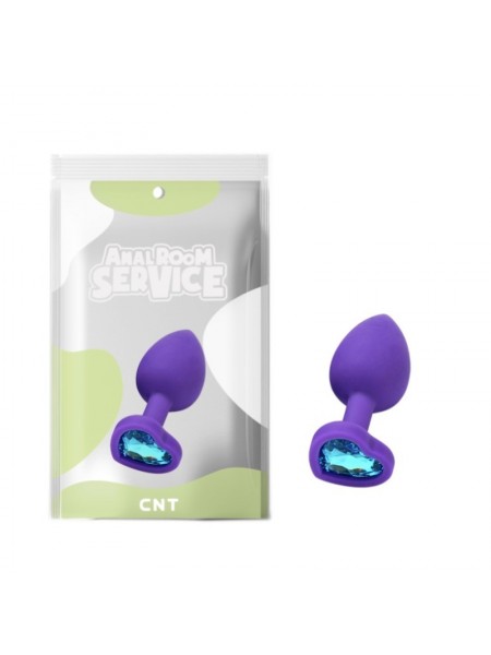 Силіконова натільна пробка з блакитним кристалом Love Purple Diamond Plug Small Cnt