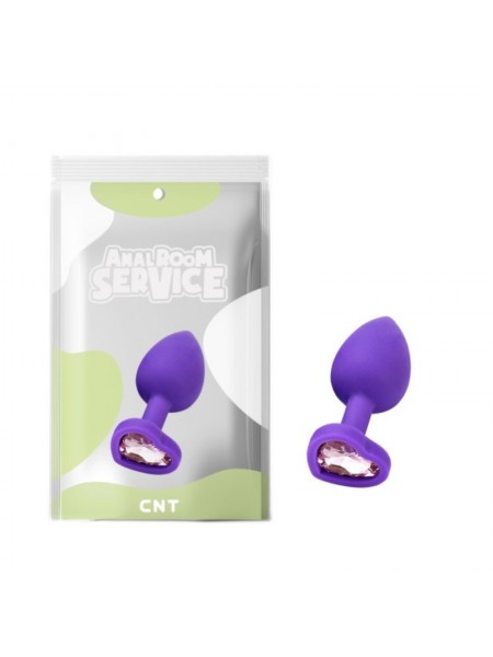 Силіконова натільна пробка з рожевим кристалом Love Purple Diamond Plug Small Cnt