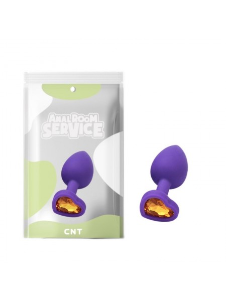 Силіконова натільна пробка з жовтим кристалом Love Purple Diamond Plug Small Cnt