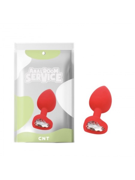 Силіконова анальна пробка з прозорим кристалом Love Red Diamond Plug Small Cnt