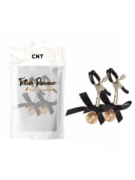 Затискачі для сосків із золотими кульками Nipple Fantasy Bell Clamps Cnt
