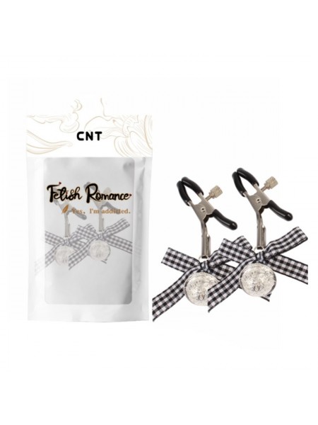Затискачі для сосків зі сріблястими кульками Cnt Nipple Play Bell Clamps
