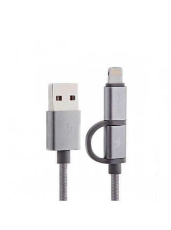 Кабель 2 в 1 Lightning і Micro USB Awei CL-930C 20 см Сірий
