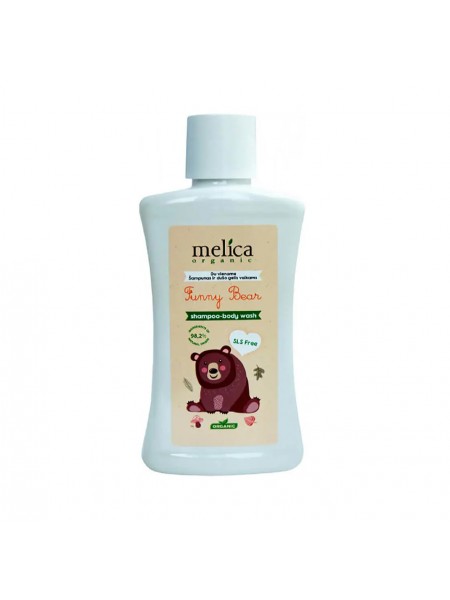 Дитячий засіб 2 в 1 шампунь і гель для душу від ведмедика Melica Organic 300 мл