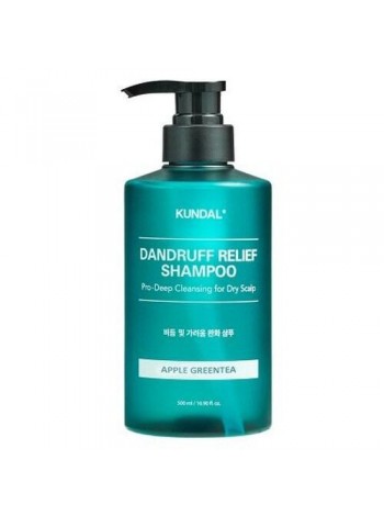 Шампунь для сухої шкіри голови Dandruff Relief Shampoo Apple Green Tea Kundal 500 мл