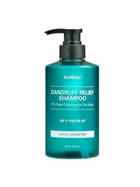 Шампунь для сухої шкіри голови Dandruff Relief Shampoo Apple Green Tea Kundal 500 мл