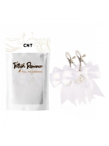 Затискачі для сосків Cnt White Bowknot Nipple Clamps