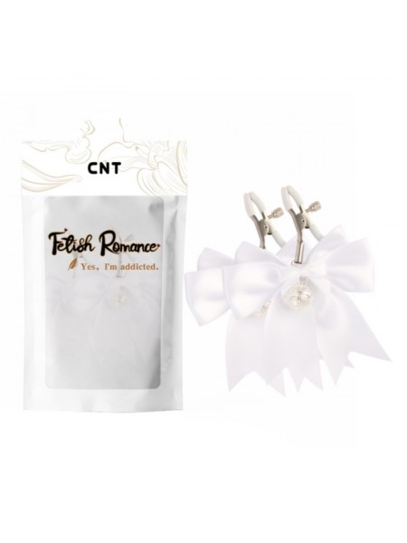 Затискачі для сосків Cnt White Bowknot Nipple Clamps