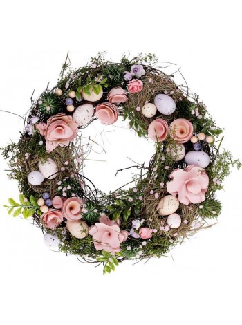 Декоративний вінок Pink Flowers діаметр BonaDi 31 см DP85096