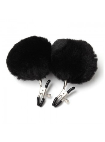 Затискачі з хутром для сосків або статевих губ Nipple Black Fur Bdsm4u