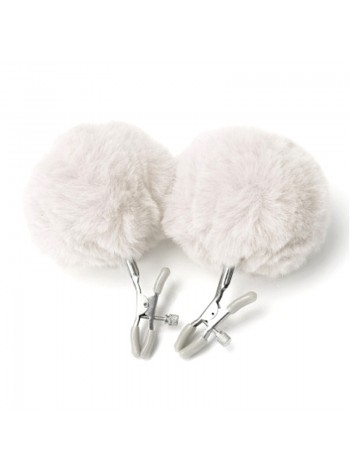 Затискачі з хутром для сосків або статевих губ Nipple White Fur Bdsm4u