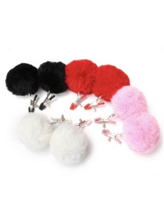 Затискачі з хутром для сосків або статевих губ Nipple White Fur Bdsm4u