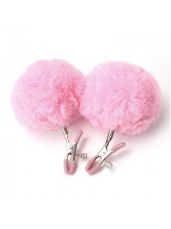 Затискачі з хутром для сосків або статевих губ Nipple Pink Fur Bdsm4u