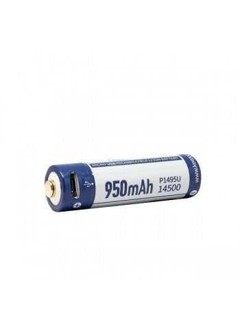 Акумулятор Keeppower P1495U 14500 3.6 V 950 mAh microUSB Синій з білим