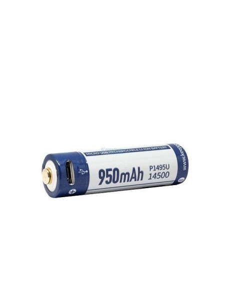 Акумулятор Keeppower P1495U 14500 3.6 V 950 mAh microUSB Синій з білим