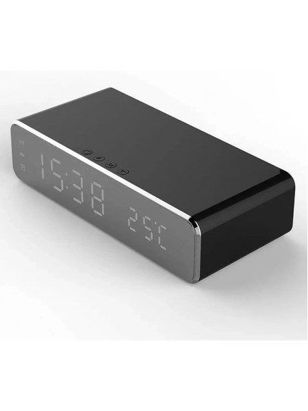 Бездротова зарядка з LED-годинником TWS Fast wireless charger&clock 10W Чорна
