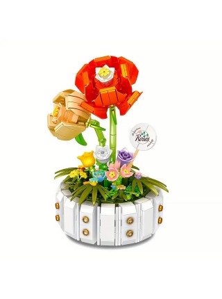 3D конструктор Lesko YZ 2141 Троянди 482 деталей Різнобарвний (11577-67180)