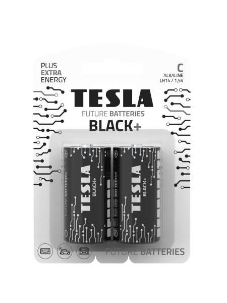 Батарейки Tesla C BLACK+ LR14 / BLISTER FOIL 2 шт.